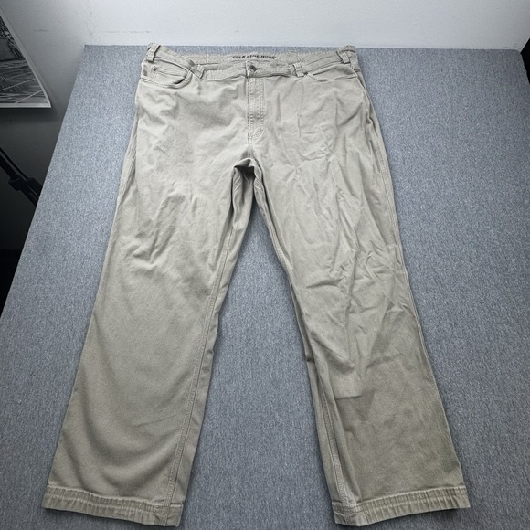Duluth Trading Flex Fire Hose Relaxed Fit Pants Size 48x30 Beige Canvas Pants - Picture 7 of 16